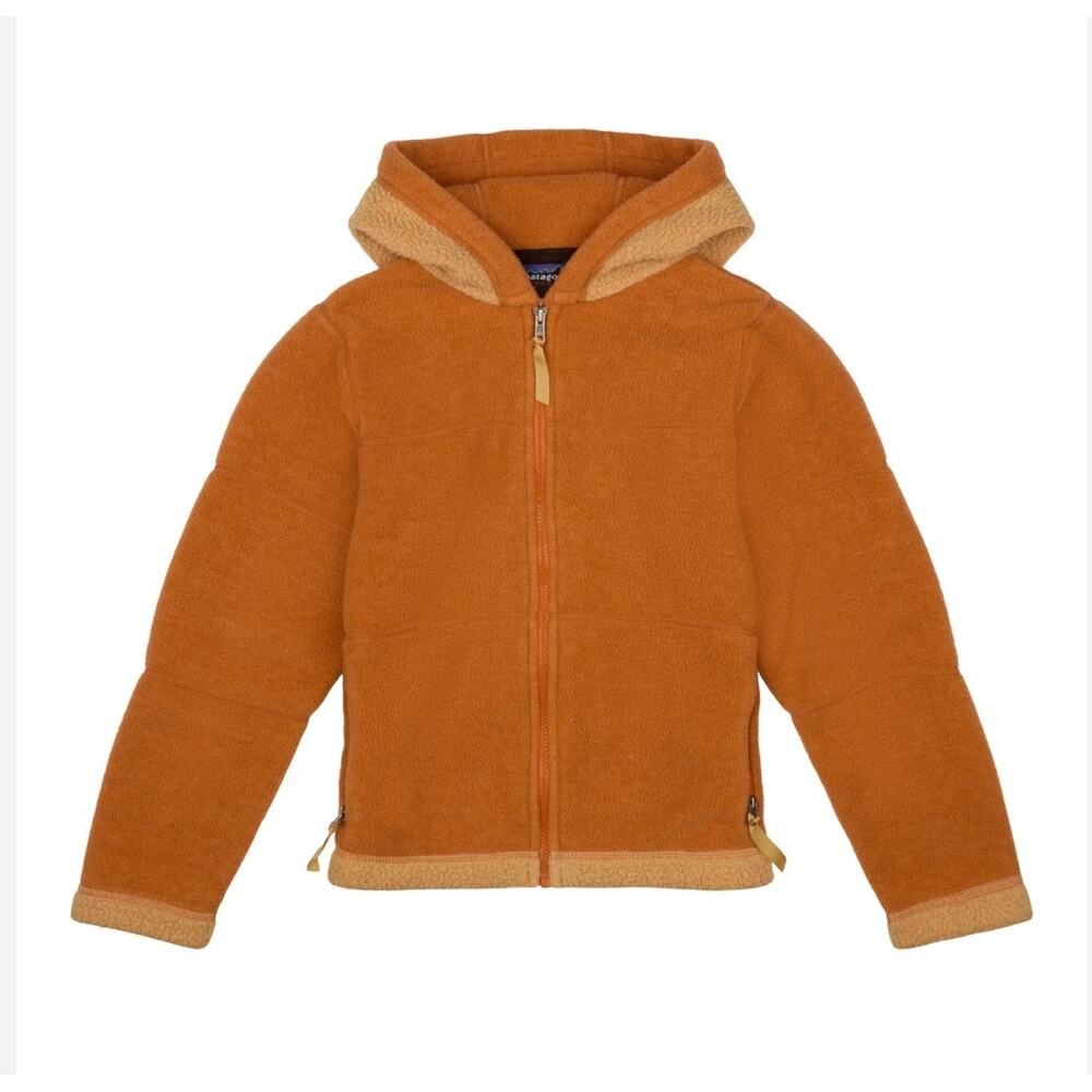 Patagonia Womens Synchilla Artic Hooded Fleece Jacket Orange Sherpa M Hiking
